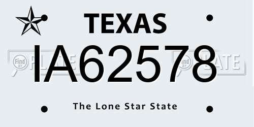 IA62578 Texas License Plate