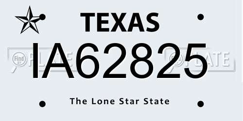 IA62825 Texas License Plate