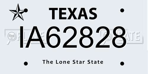 IA62828 Texas License Plate
