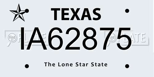 IA62875 Texas License Plate