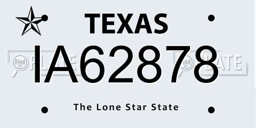 IA62878 Texas License Plate