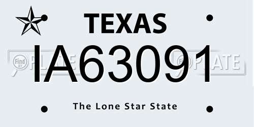 IA63091 Texas License Plate