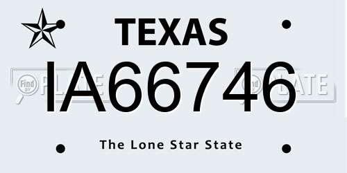 IA66746 Texas License Plate