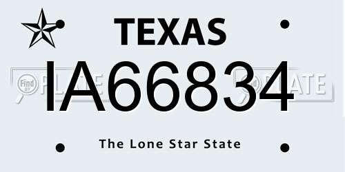 IA66834 Texas License Plate