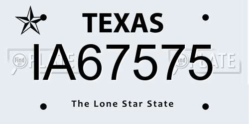 IA67575 Texas License Plate