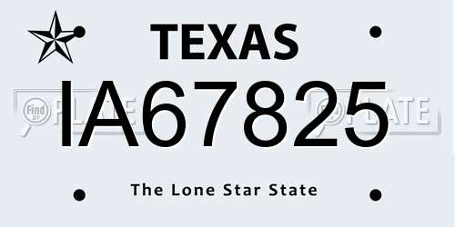 IA67825 Texas License Plate