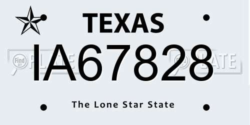 IA67828 Texas License Plate
