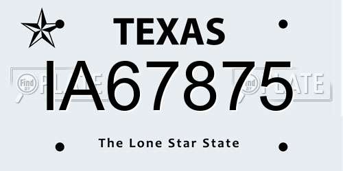 IA67875 Texas License Plate