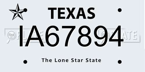 IA67894 Texas License Plate