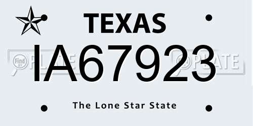 IA67923 Texas License Plate