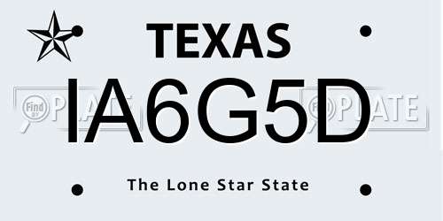IA6G5D Texas License Plate