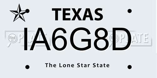 IA6G8D Texas License Plate