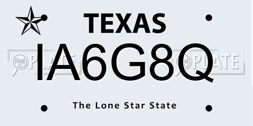 IA6G8Q Texas License Plate