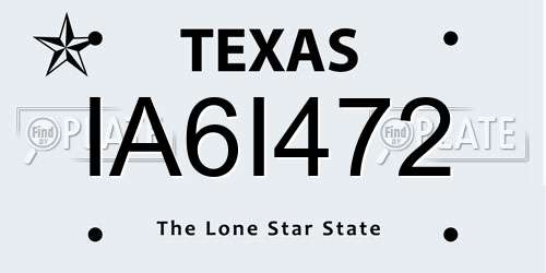 IA6I472 Texas License Plate