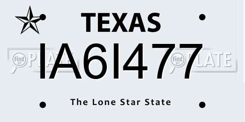 IA6I477 Texas License Plate