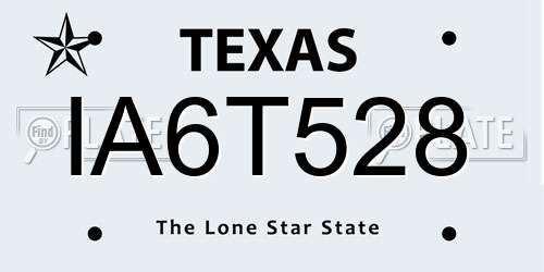 IA6T528 Texas License Plate