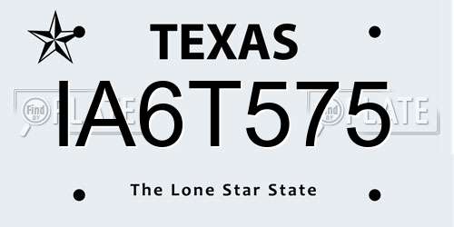 IA6T575 Texas License Plate