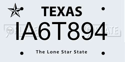 IA6T894 Texas License Plate
