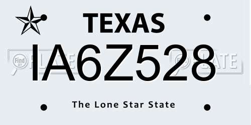 IA6Z528 Texas License Plate