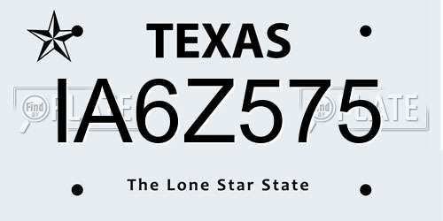 IA6Z575 Texas License Plate