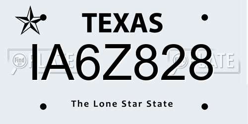 IA6Z828 Texas License Plate