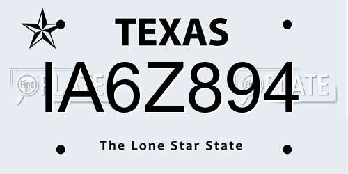 IA6Z894 Texas License Plate