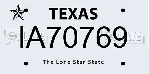 IA70769 Texas License Plate