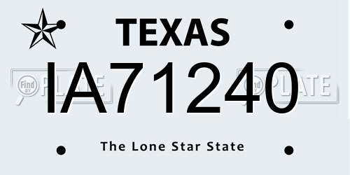 IA71240 Texas License Plate