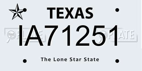 IA71251 Texas License Plate