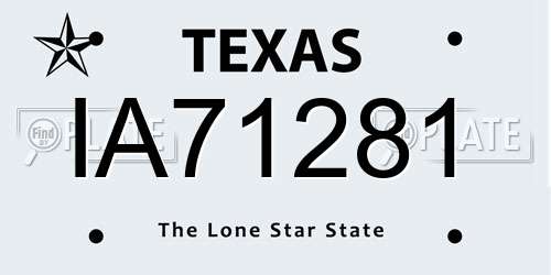 IA71281 Texas License Plate