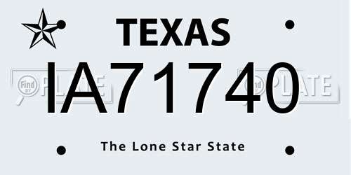 IA71740 Texas License Plate