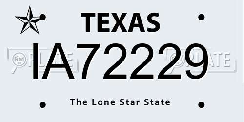 IA72229 Texas License Plate