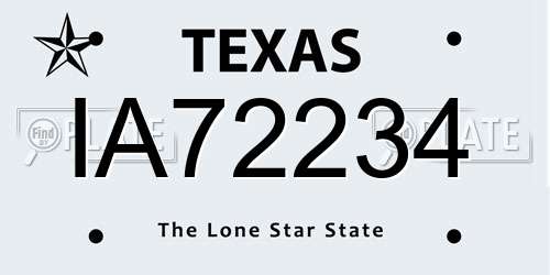 IA72234 Texas License Plate