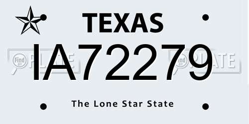 IA72279 Texas License Plate