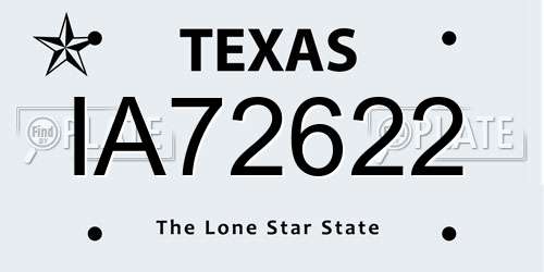 IA72622 Texas License Plate