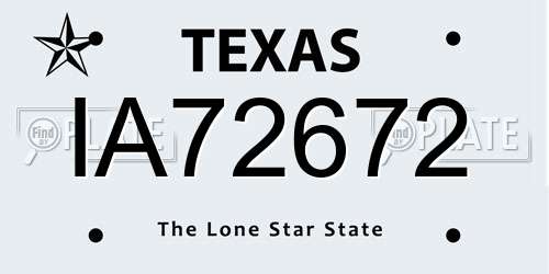 IA72672 Texas License Plate