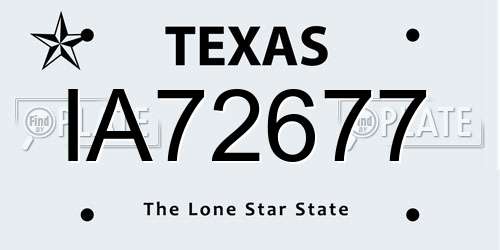 IA72677 Texas License Plate