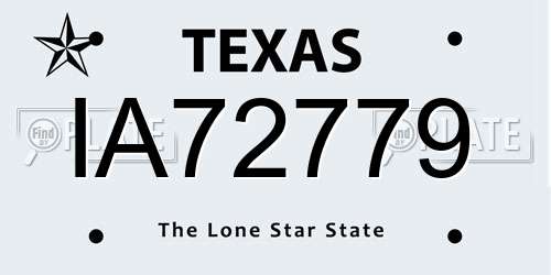 IA72779 Texas License Plate