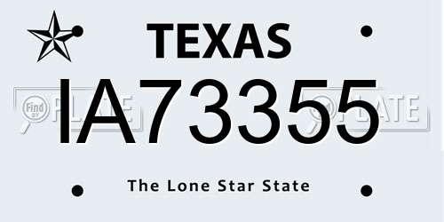 IA73355 Texas License Plate