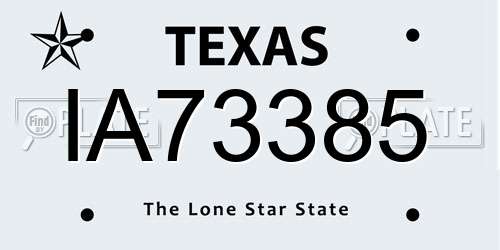 IA73385 Texas License Plate