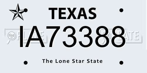 IA73388 Texas License Plate