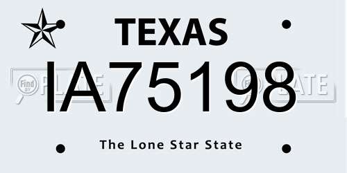 IA75198 Texas License Plate