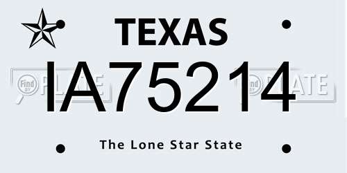 IA75214 Texas License Plate