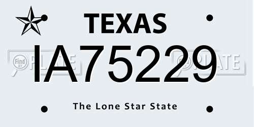 IA75229 Texas License Plate