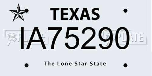 IA75290 Texas License Plate