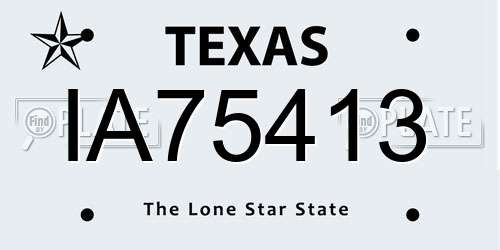 IA75413 Texas License Plate
