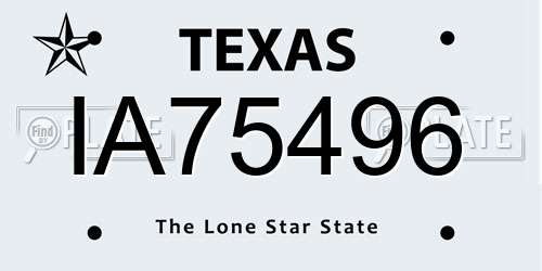 IA75496 Texas License Plate