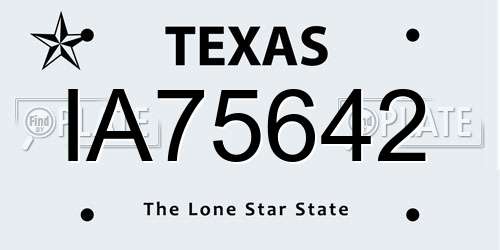 IA75642 Texas License Plate