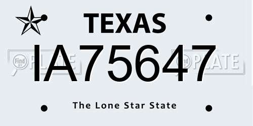 IA75647 Texas License Plate