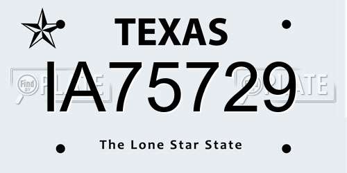 IA75729 Texas License Plate